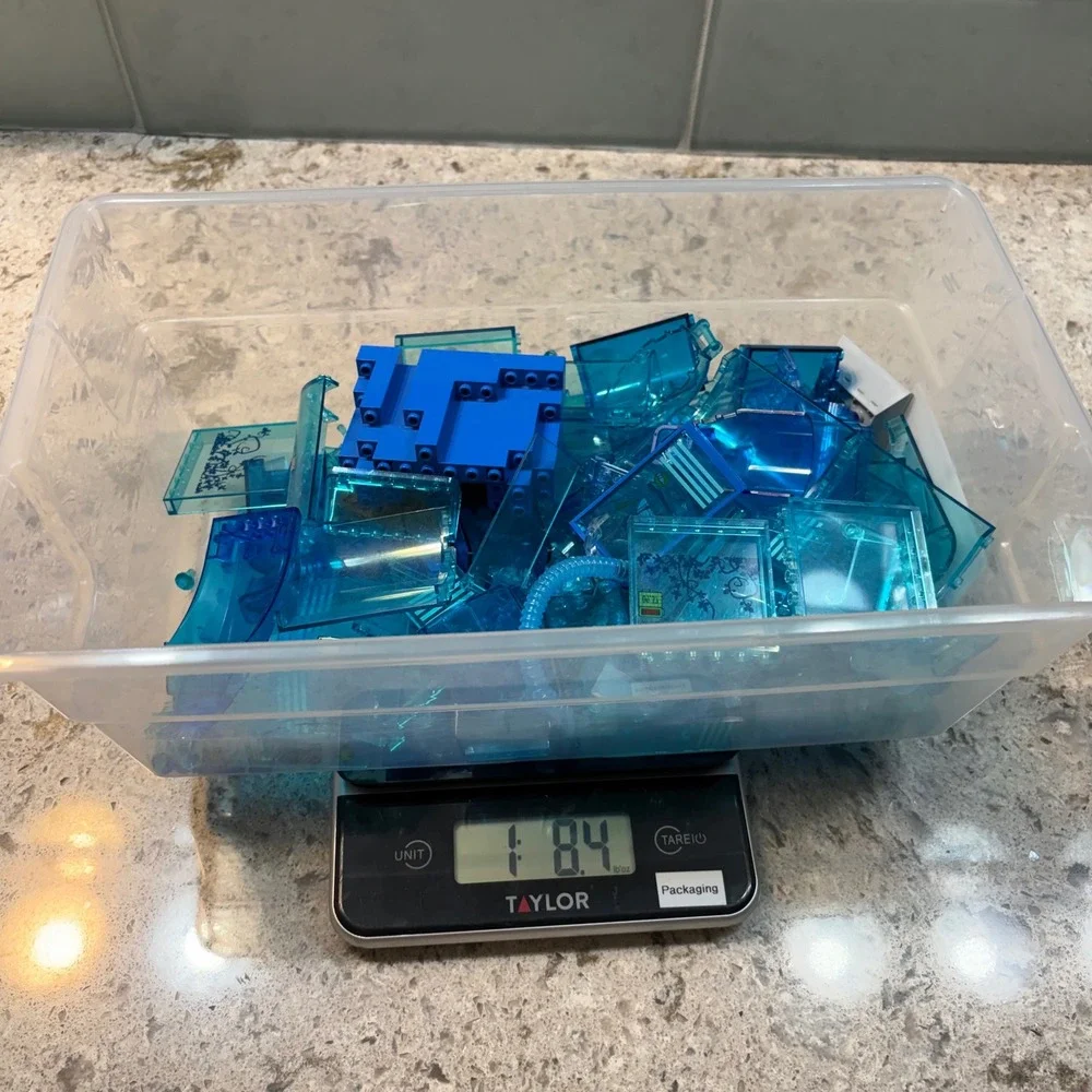 LEGO Translucent Blue Bulk Bricks and Specialty Pieces Lot 1.5lbs+